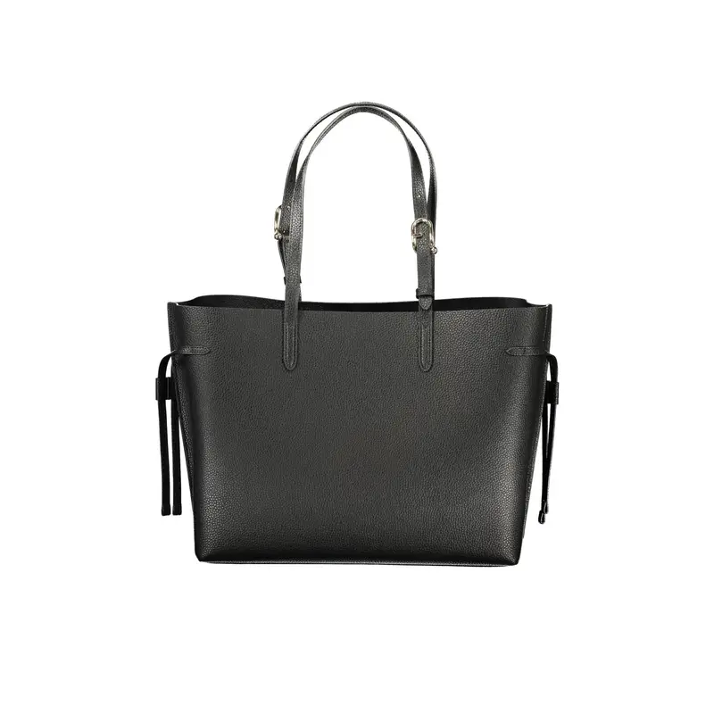 Borsa Donna Nera Spalla Pelle Ava Logo Nero miniatura 2