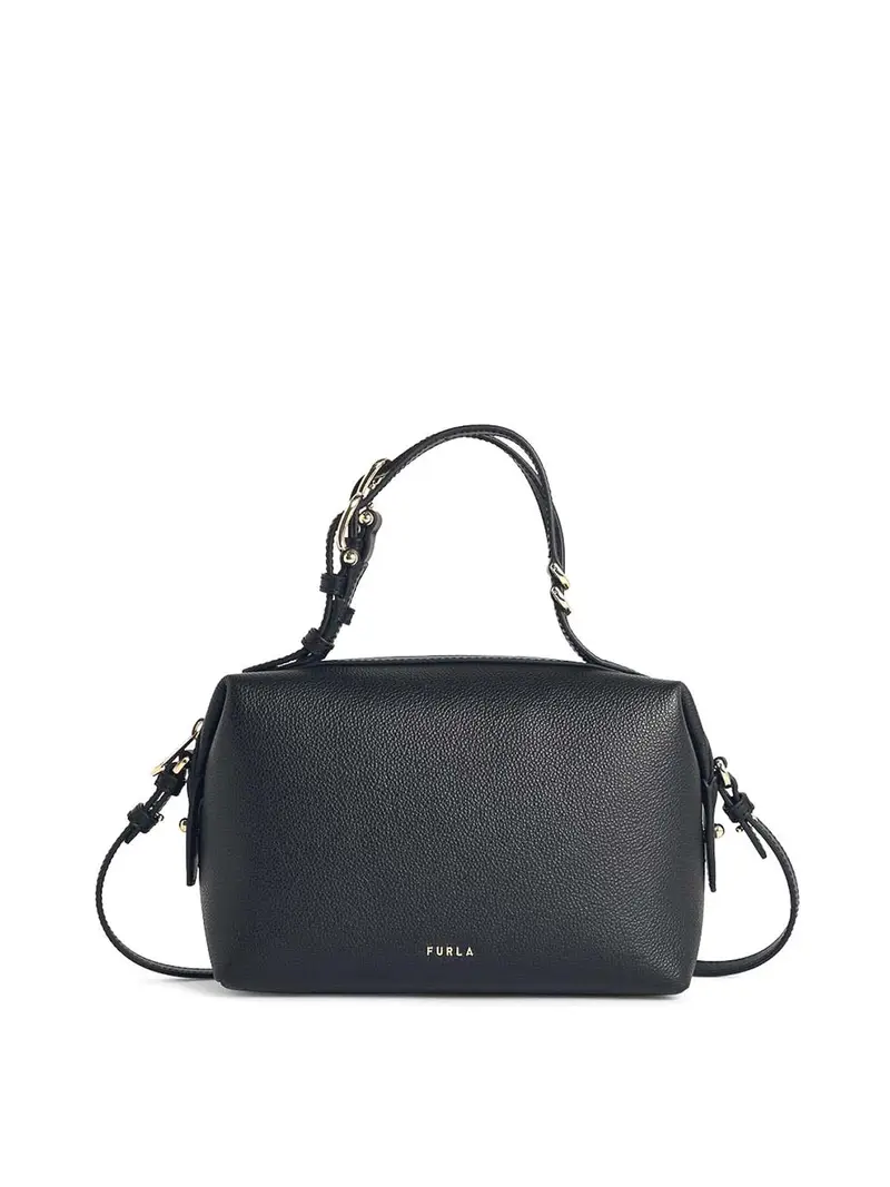 Borsa doppia mini in pelle nera Nero