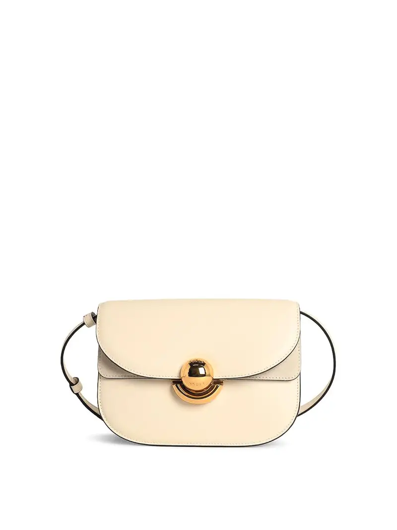 Borsa mini traversa in pelle crema