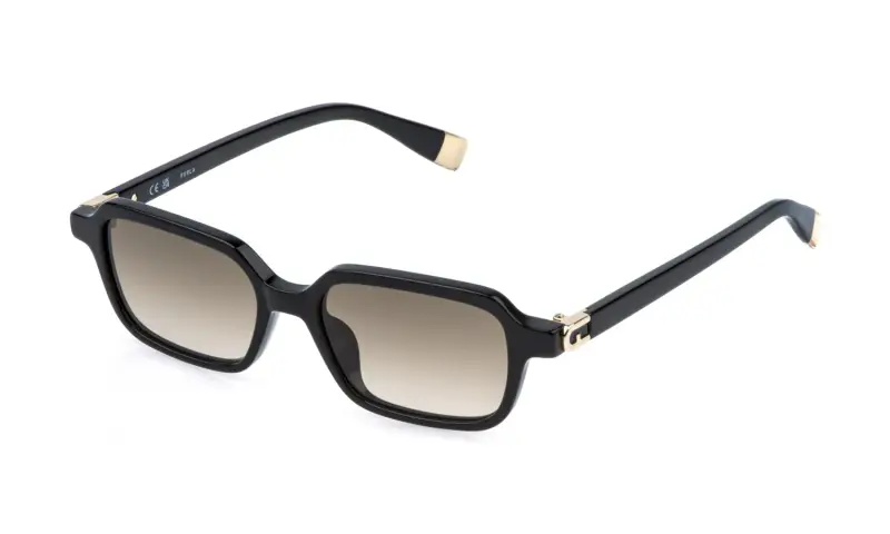 Donna Furla SFU971 0700 Occhiali da sole Acetato Nero Marrone Squadrata Normale Sfumato