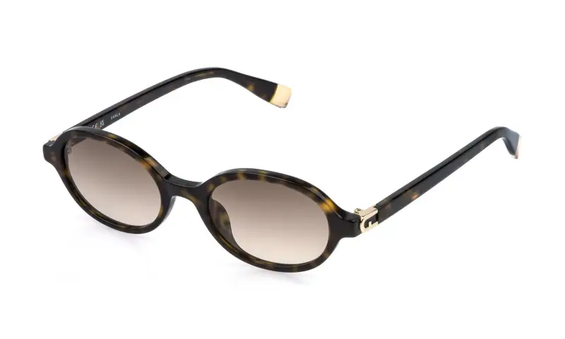 Donna Furla SFU972 02BL Occhiali da sole Acetato Havana Marrone Rotonda Normale Sfumato