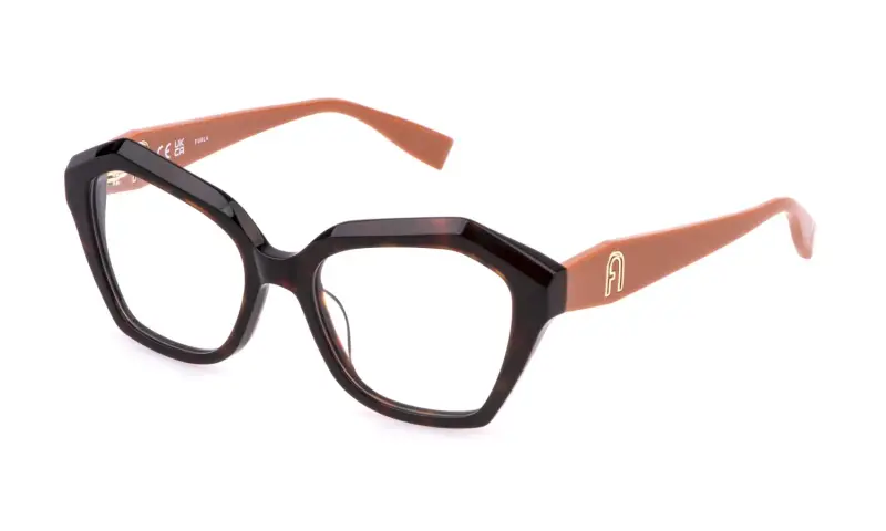 Donna VFU822 0722 Montature da vista Acetato Havana Geometrica