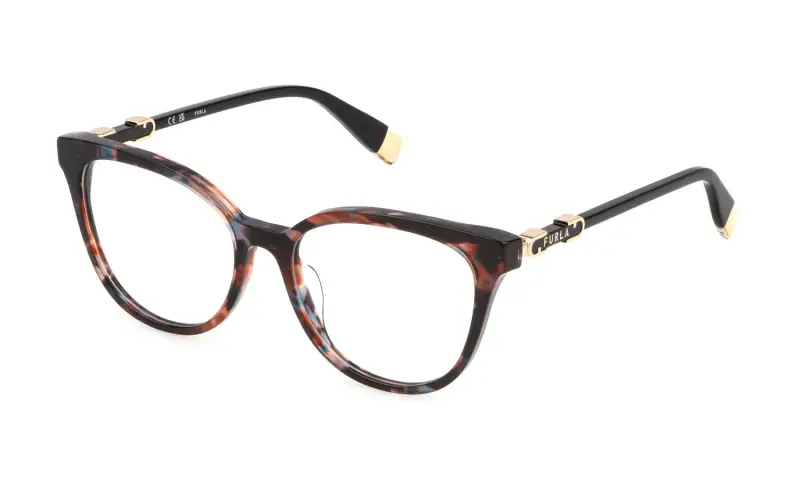Donna VFU832 0P61 Montature da vista Acetato Havana Farfalla