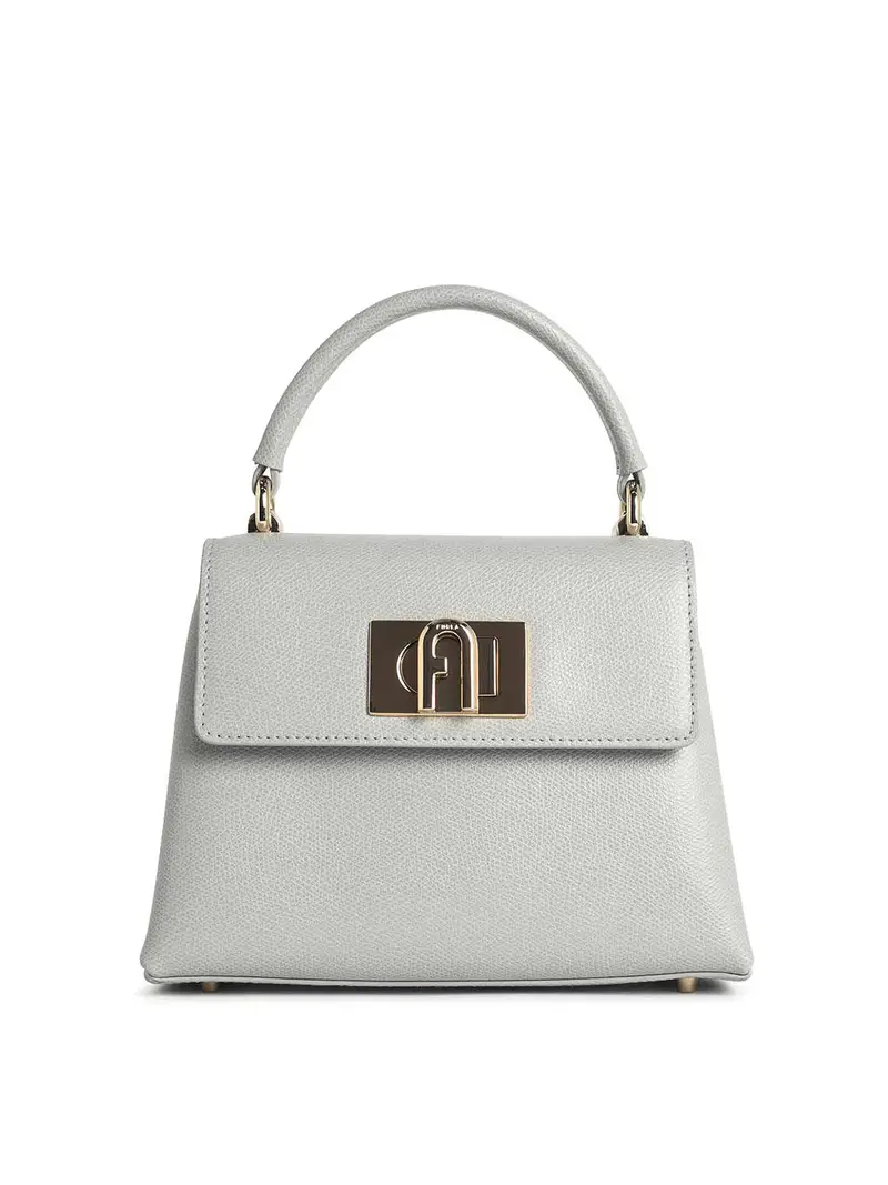 Mini borsa in pelle con cristalli Grigio