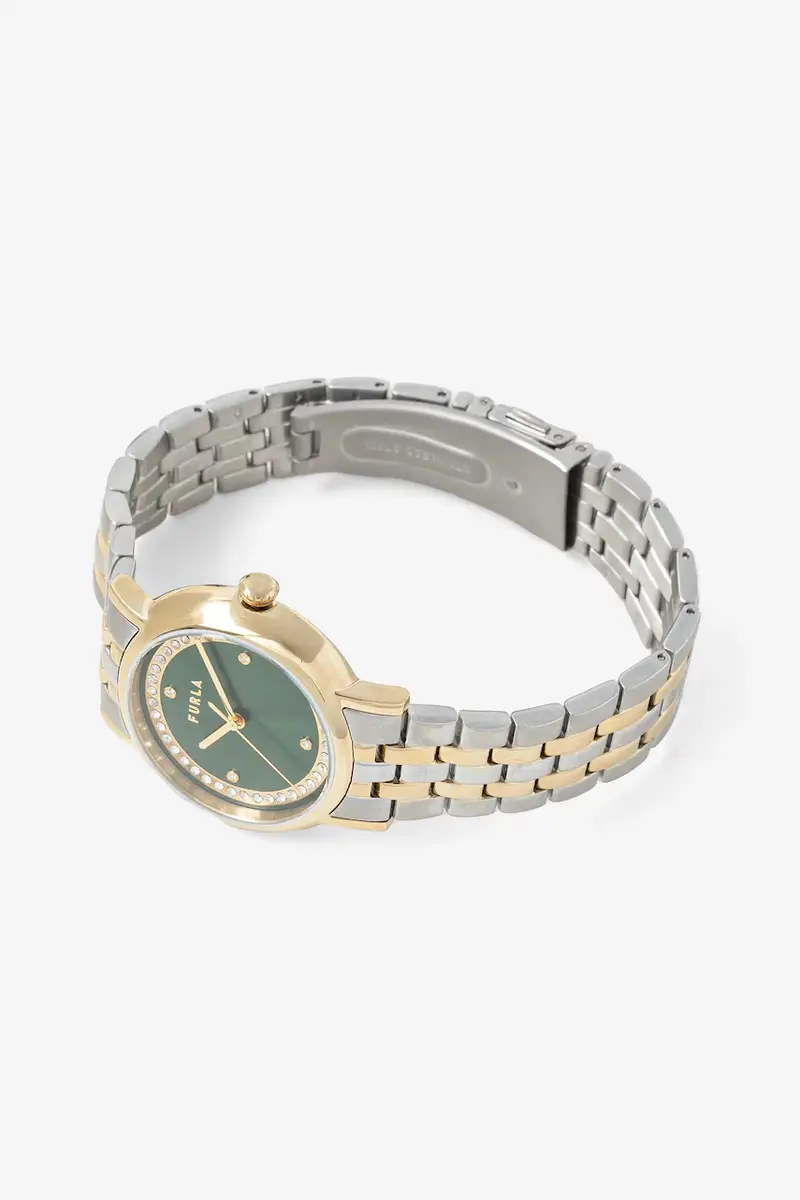 Furla Orologio oro e verde con bracciale in acciaio miniatura 2