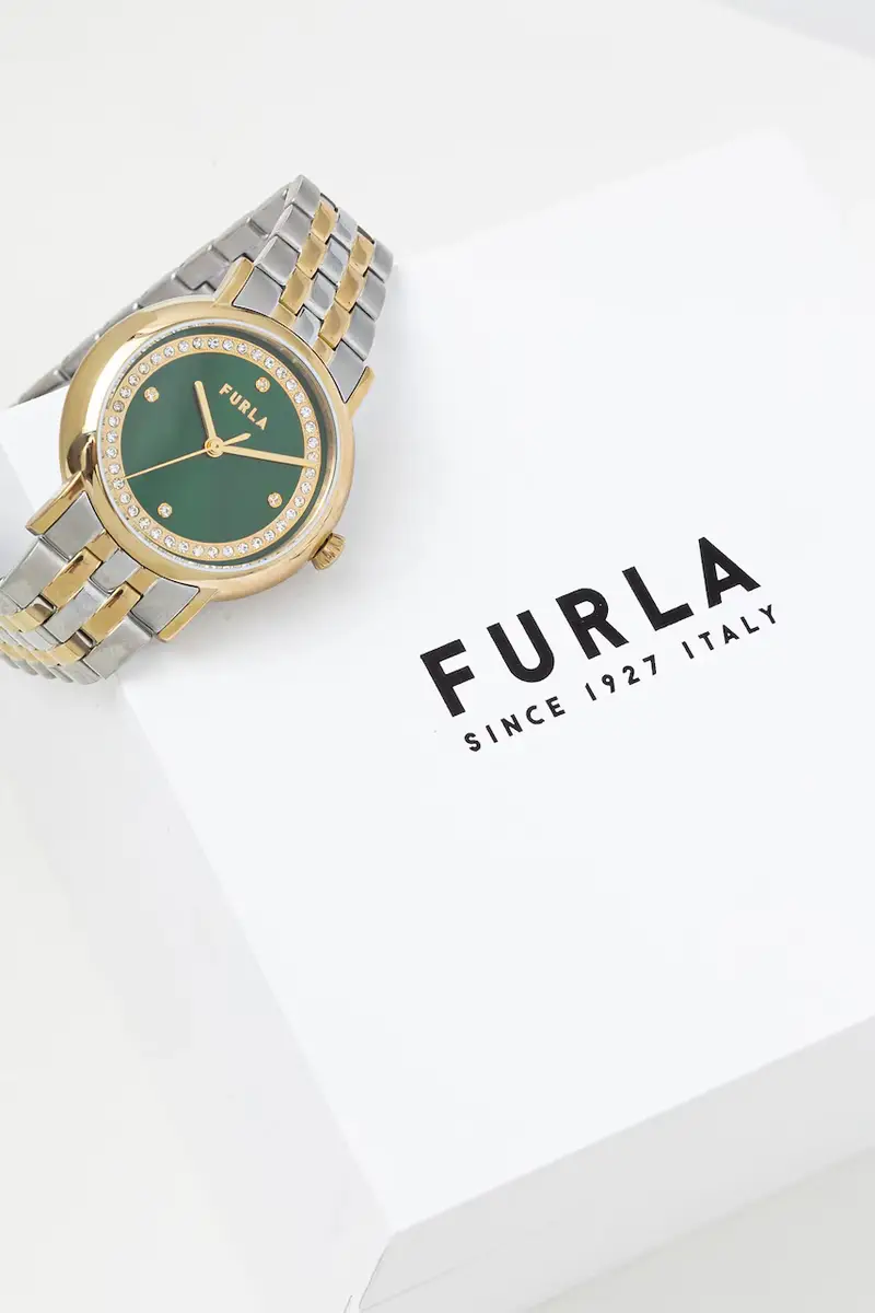Furla Orologio oro e verde con bracciale in acciaio miniatura 3