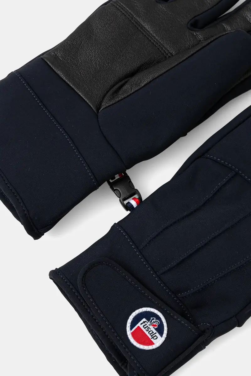 guanti da sci in pelle colore blu navy T2701 miniatura 2