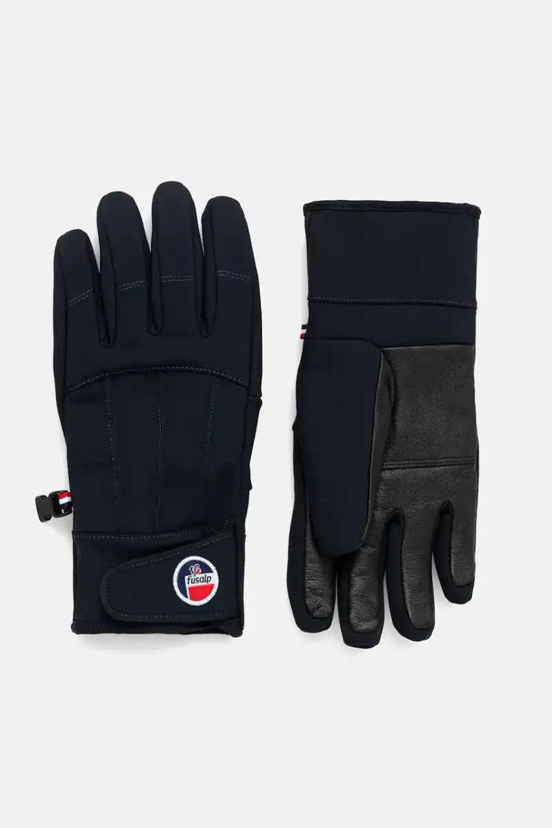 guanti da sci in pelle colore blu navy T2701