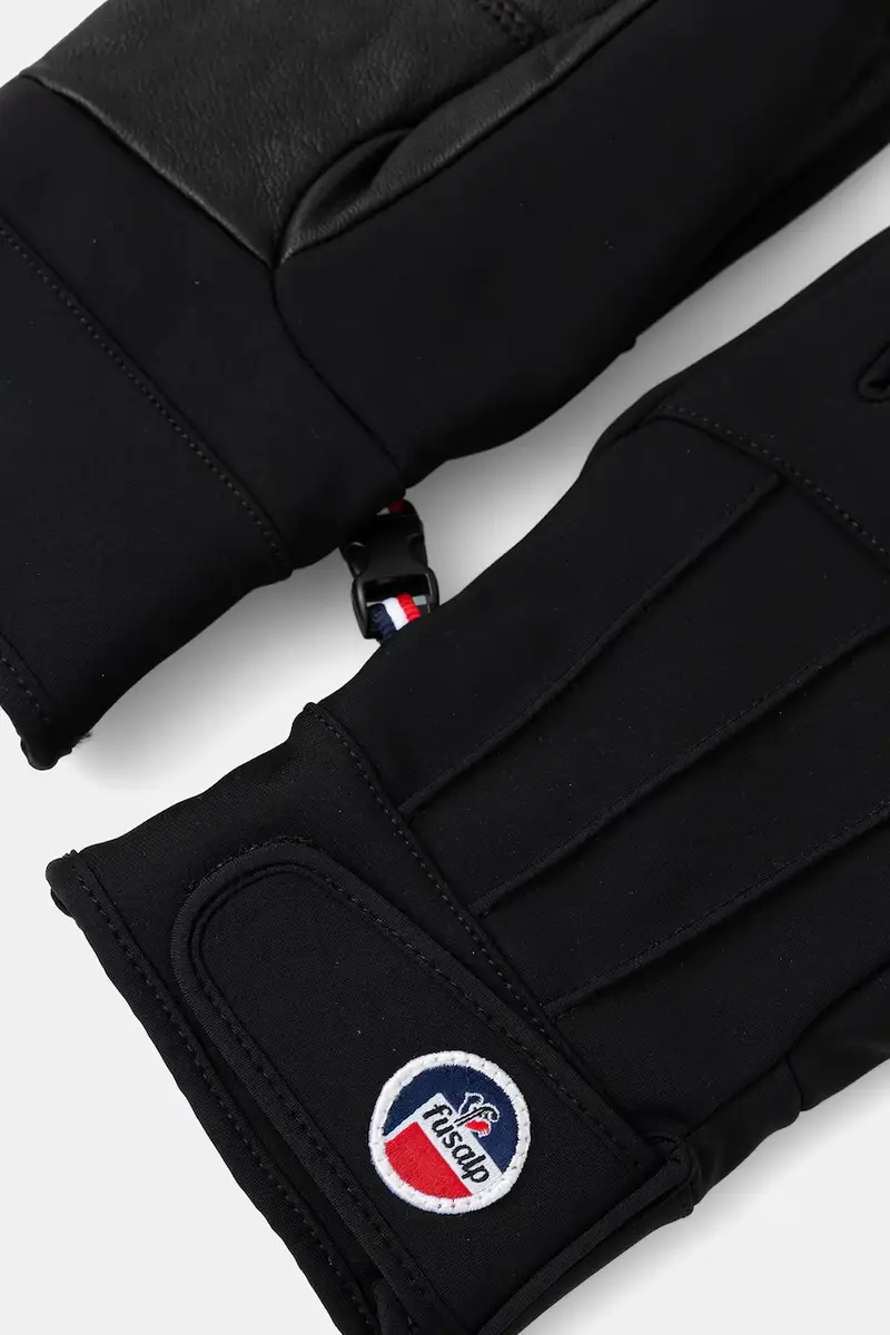 guanti da sci in pelle colore nero T2701 miniatura 2