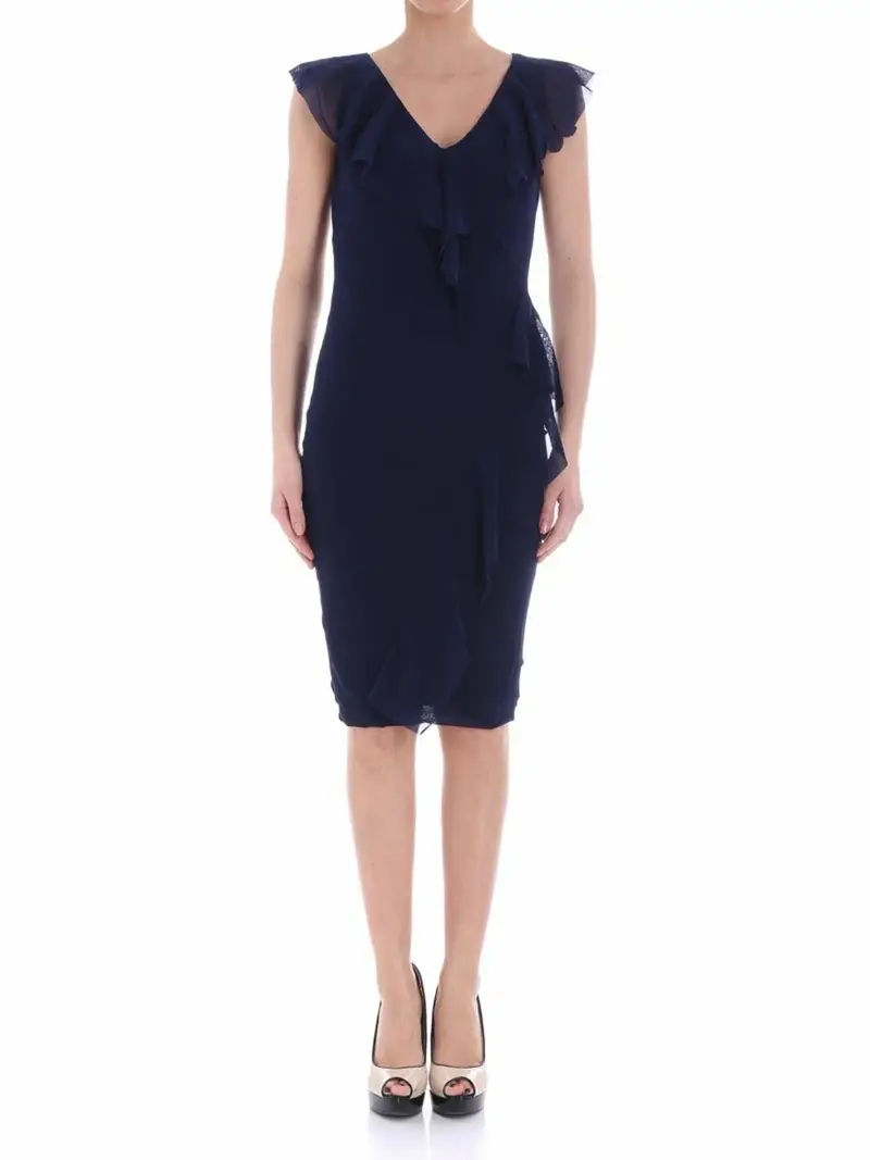 Abito blu inserto rouches