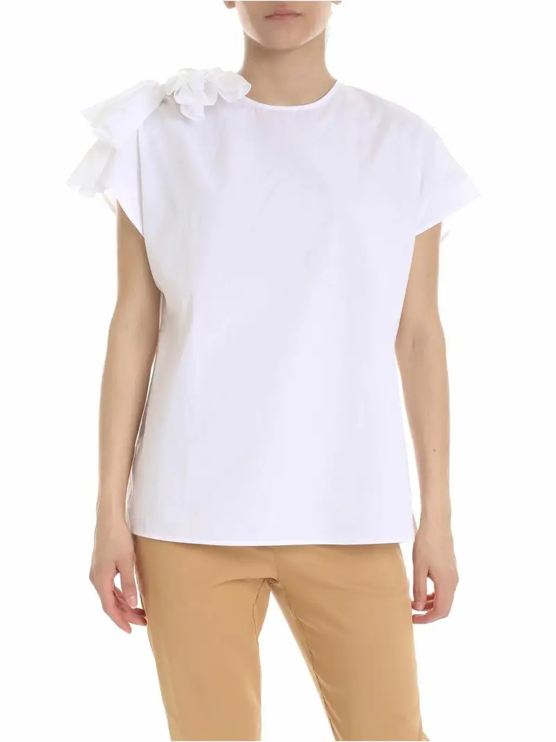 Blusa bianca con fiocco Bianco