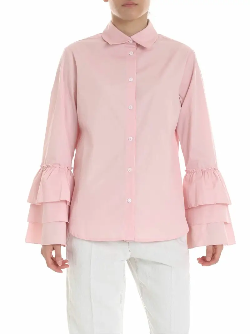 Camicia con balze rosa