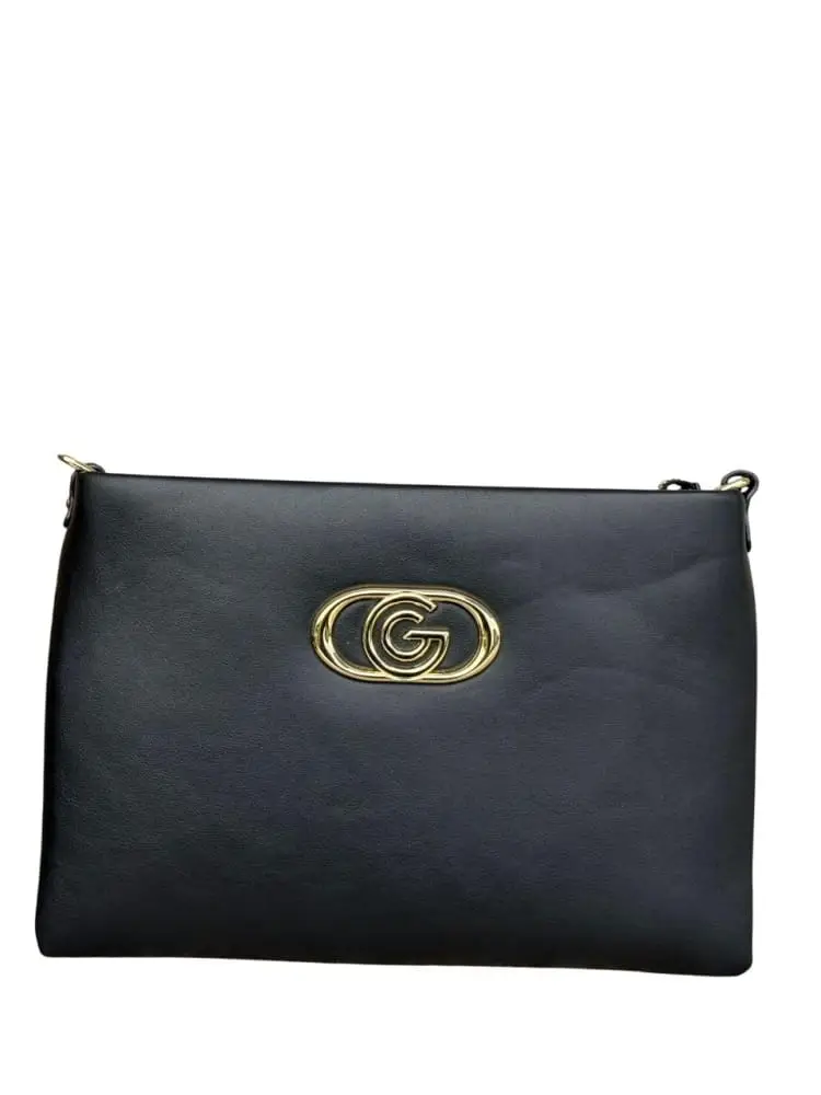 borsa nera donna logo oro