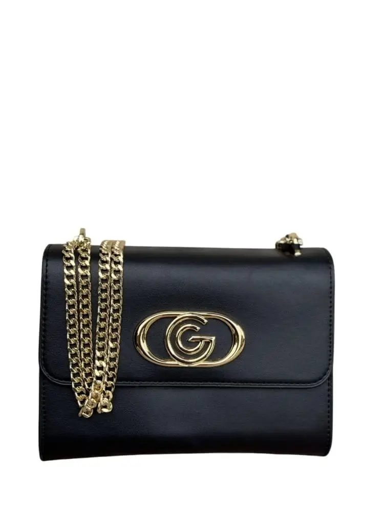 borsa nera donna logo oro