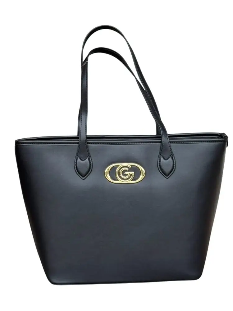 borsa nera donna logo oro