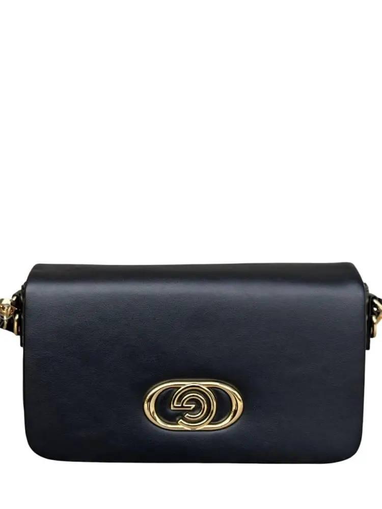 borsa nera donna logo oro