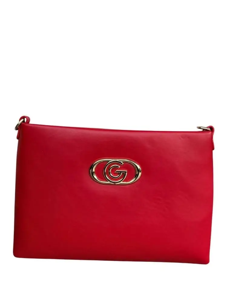 borsa rossa donna con logo oro