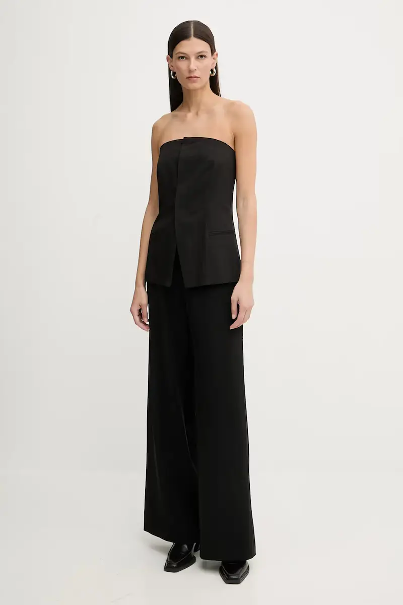 camicetta con aggiunta di lana 0 Cable Nero miniatura 2