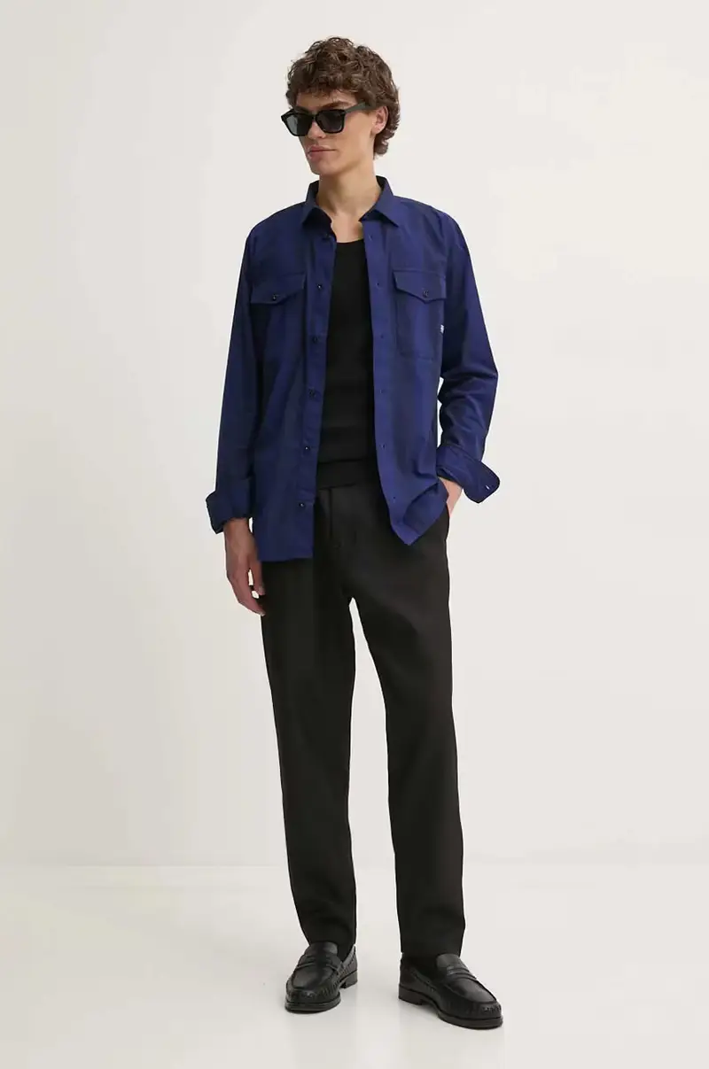 camicia in cotone Blu navy miniatura 3