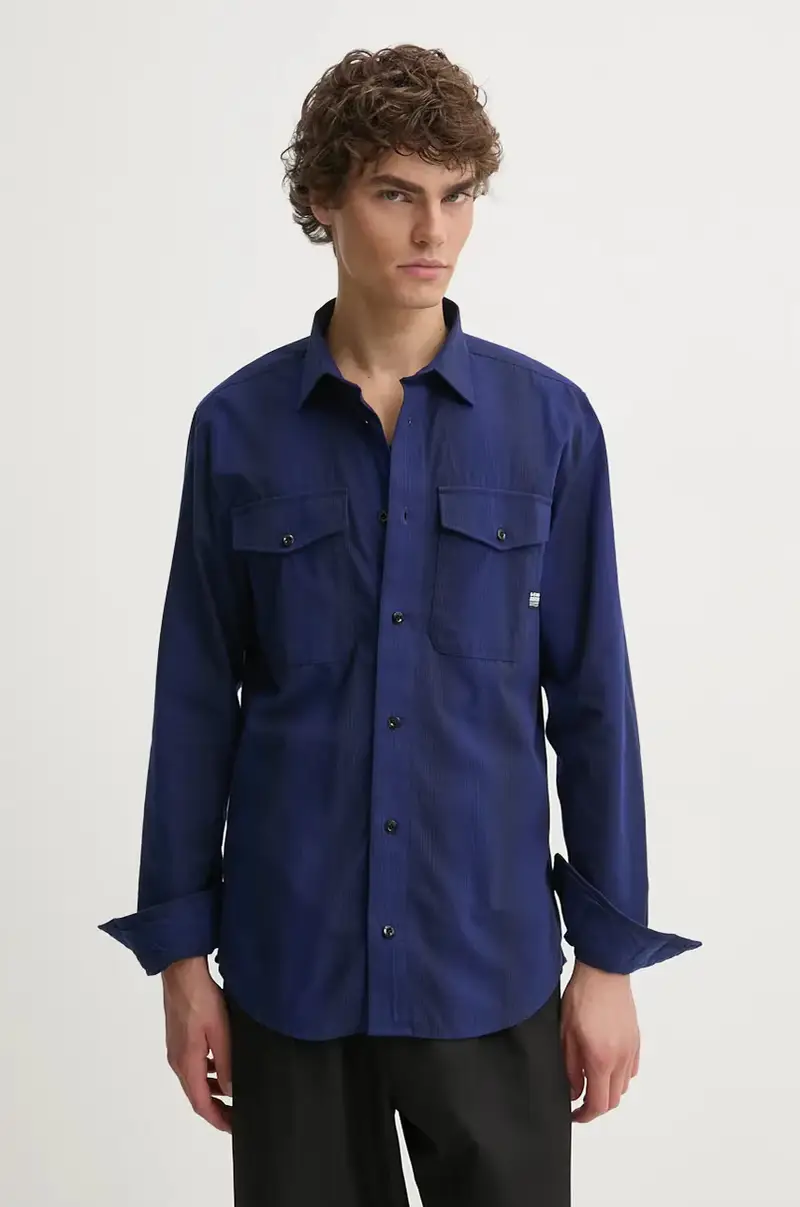 camicia in cotone Blu navy miniatura 5