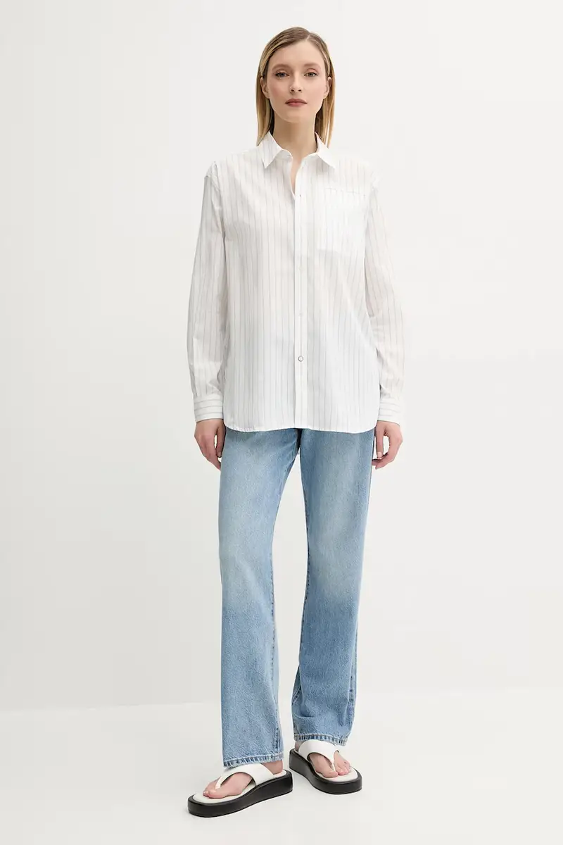 camicia in cotone donna colore bianco D26133-D926 miniatura 2