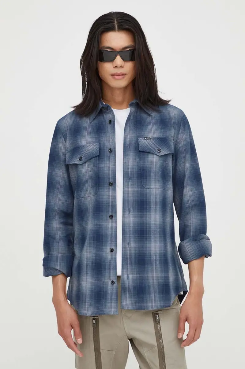 camicia in cotone uomo Blu navy