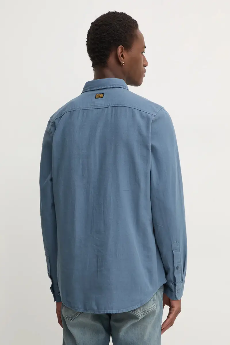 camicia in cotone uomo colore blu miniatura 3