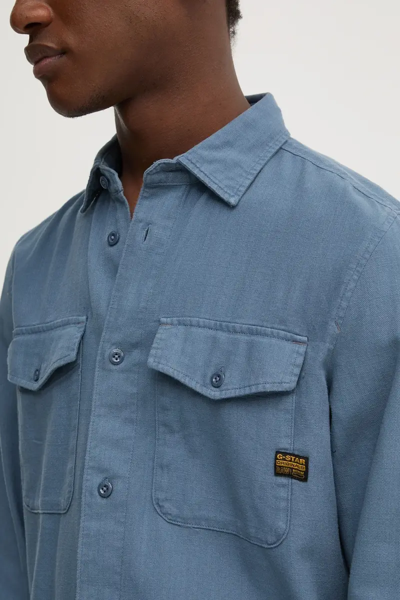 camicia in cotone uomo colore blu miniatura 5