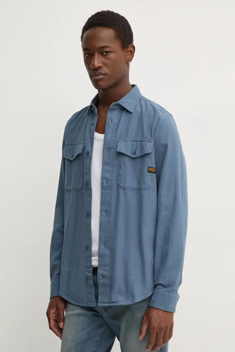 camicia in cotone uomo colore blu