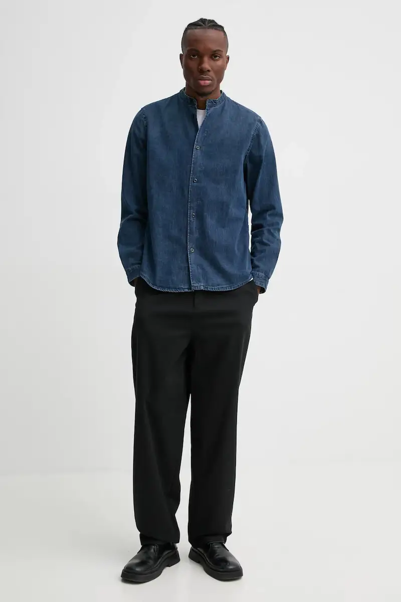 camicia in cotone uomo colore blu D25157-D252 miniatura 2