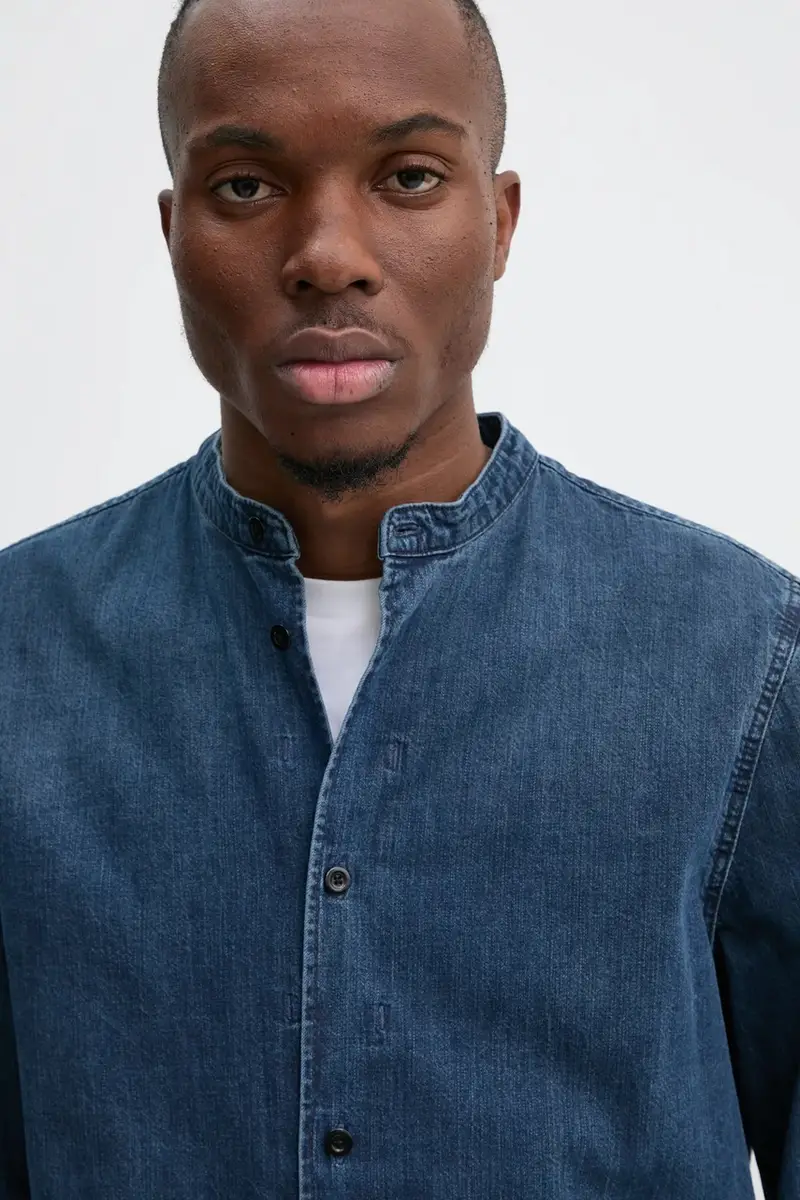 camicia in cotone uomo colore blu D25157-D252 miniatura 4