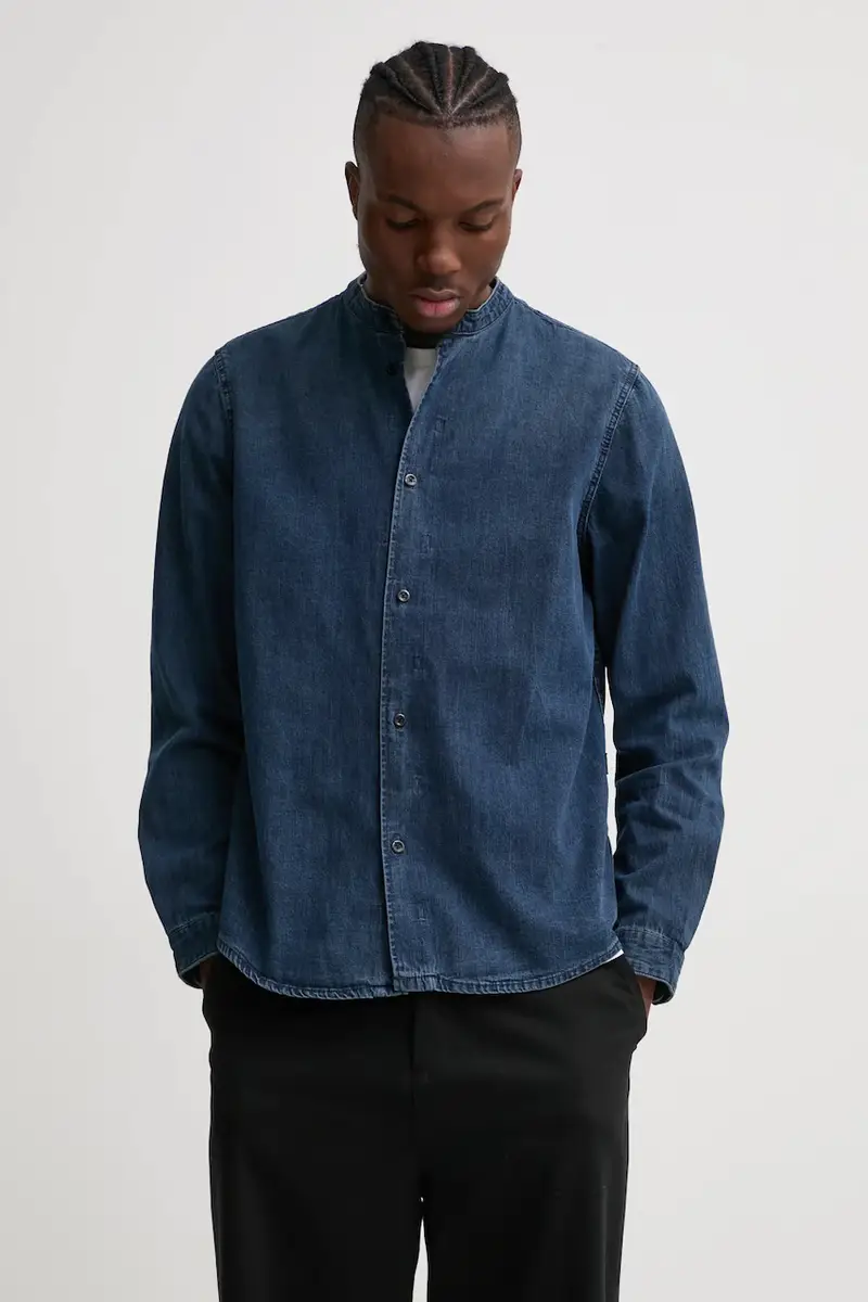 camicia in cotone uomo colore blu D25157-D252