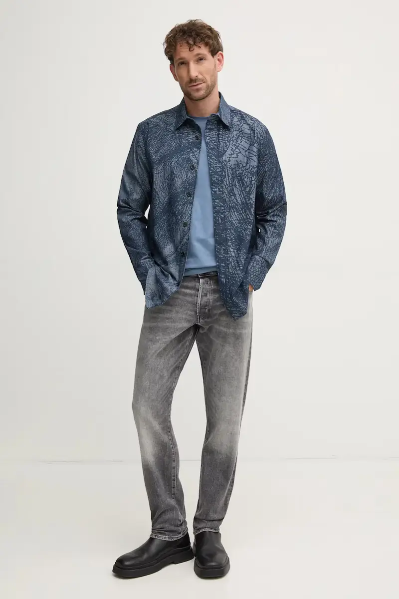 camicia in cotone uomo colore blu D25518-D311 miniatura 2