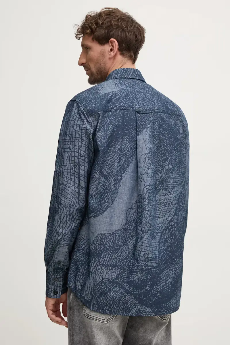 camicia in cotone uomo colore blu D25518-D311 miniatura 3