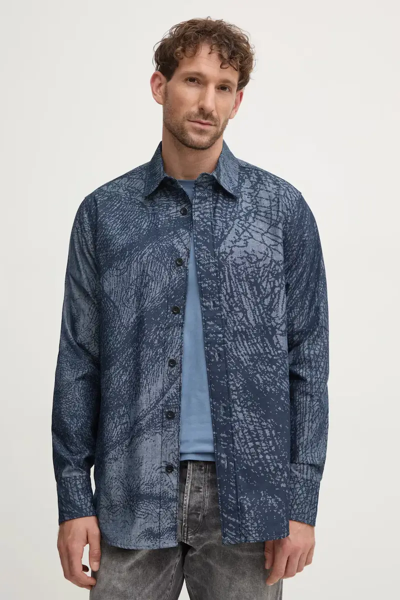 camicia in cotone uomo colore blu D25518-D311