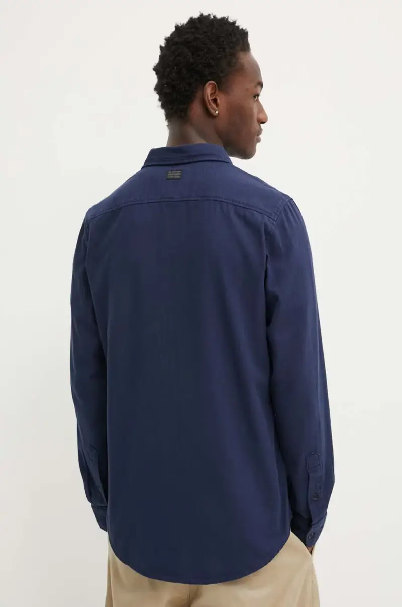 camicia in cotone uomo colore blu navy miniatura 3