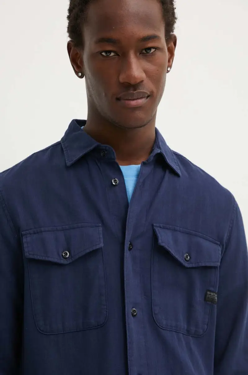 camicia in cotone uomo colore blu navy miniatura 4