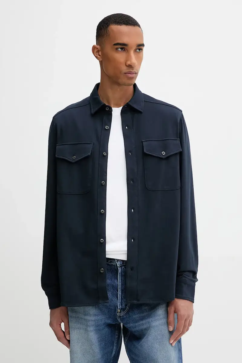 camicia in cotone uomo colore blu navy D26765.C784