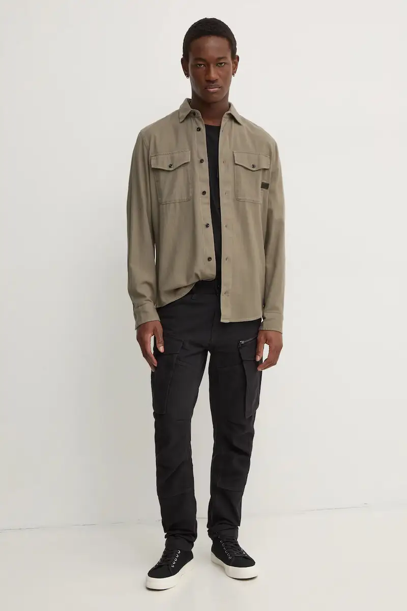 camicia in cotone uomo colore verde miniatura 2