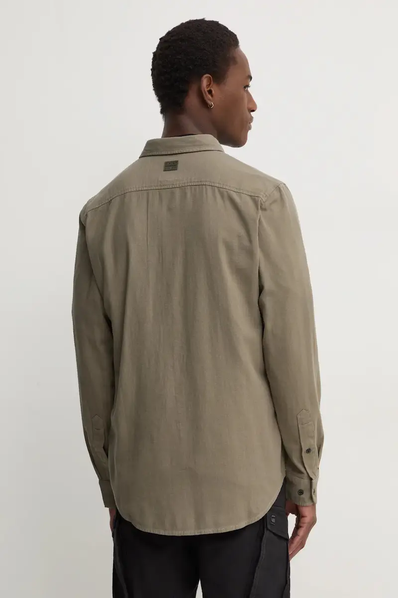 camicia in cotone uomo colore verde miniatura 3