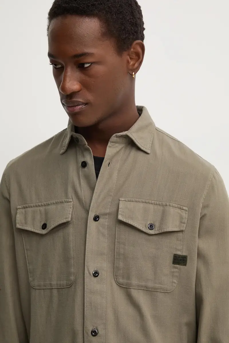 camicia in cotone uomo colore verde miniatura 4