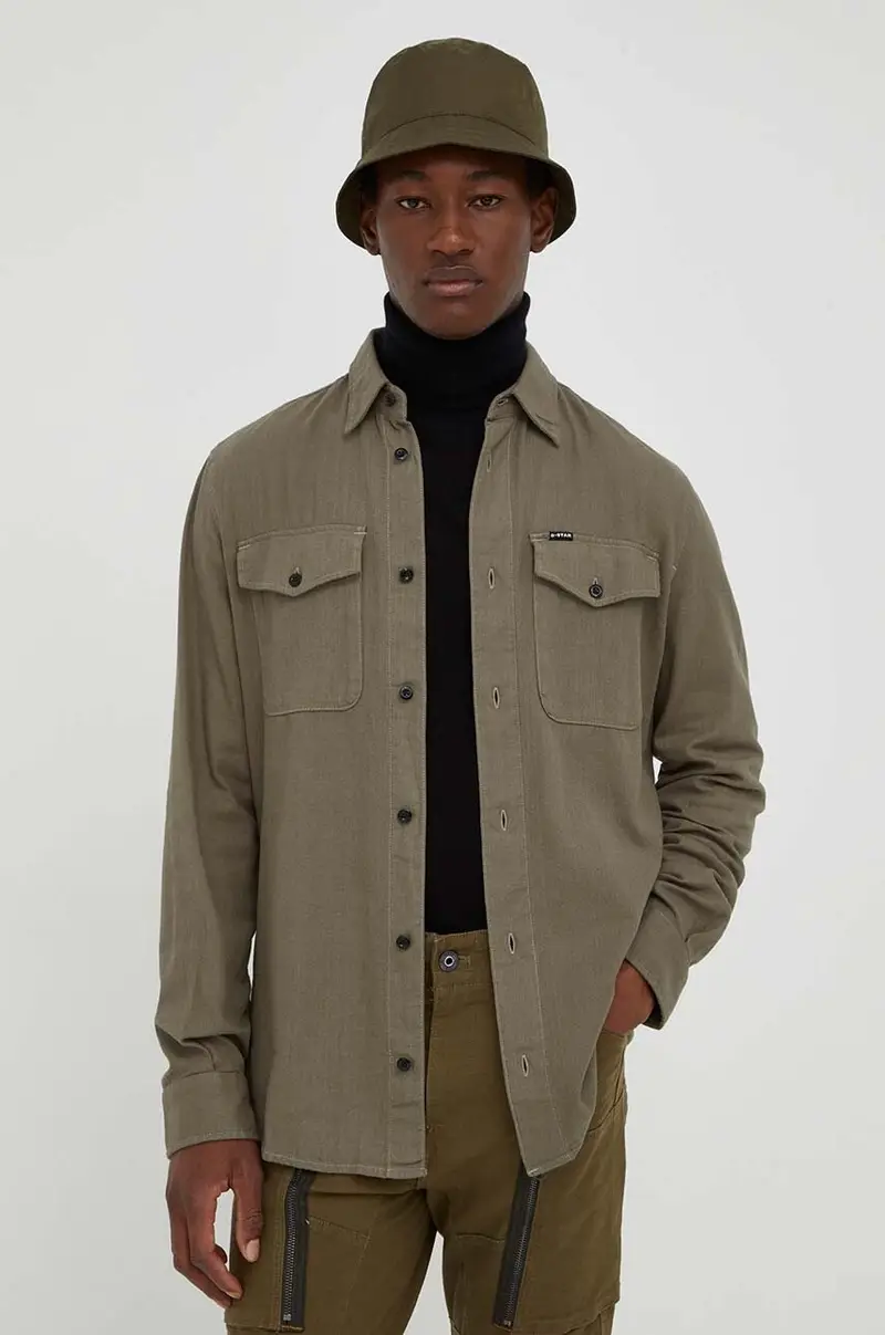 camicia in cotone uomo Verde