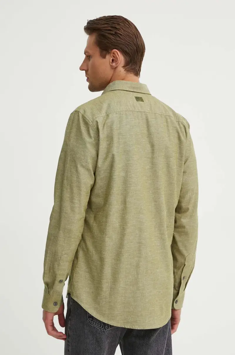 camicia in lino misto colore verde D24963-D123 miniatura 3