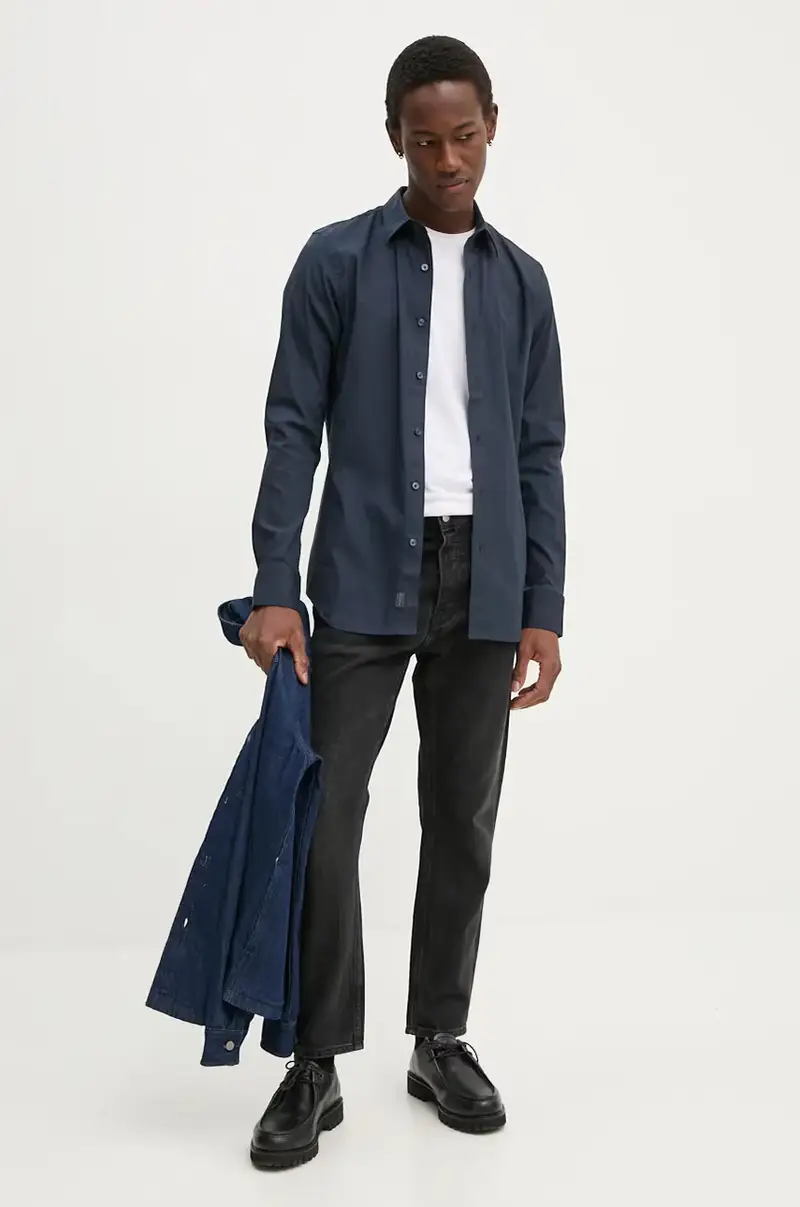 camicia uomo colore blu D25176-D701 Blu navy miniatura 2