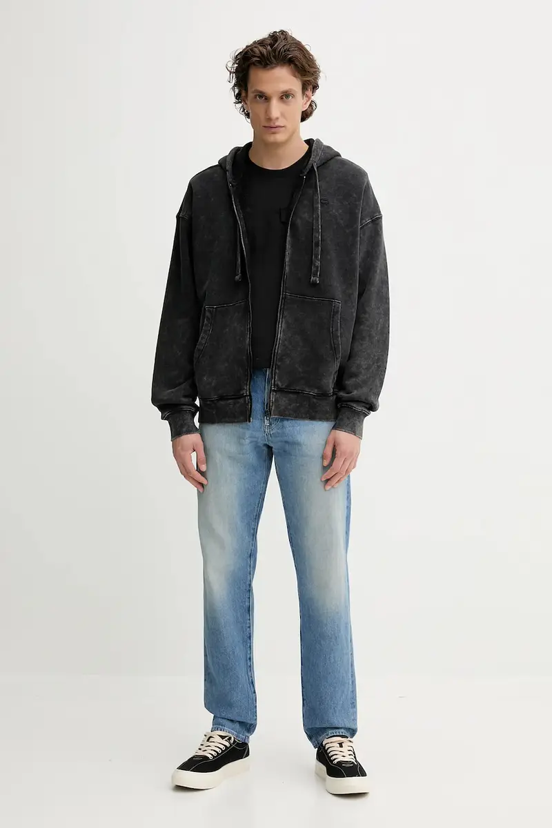 felpa in cotone 0 uomo colore nero con cappuccio D27084.D575 miniatura 2