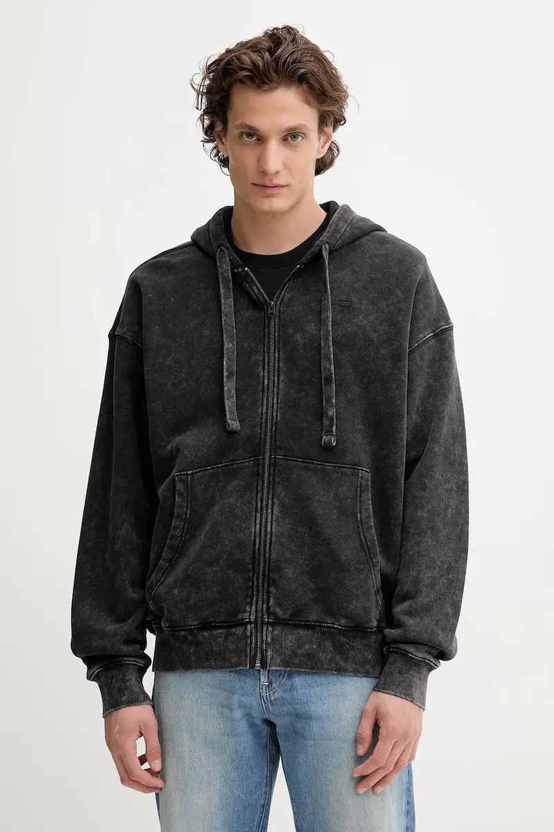 felpa in cotone 0 uomo colore nero con cappuccio D27084.D575