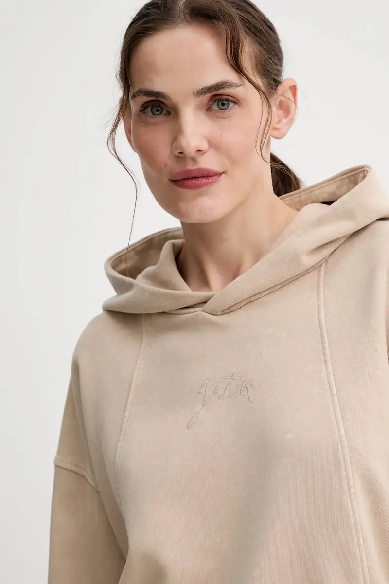 felpa in cotone donna colore beige con cappuccio D27726.D969 miniatura 4