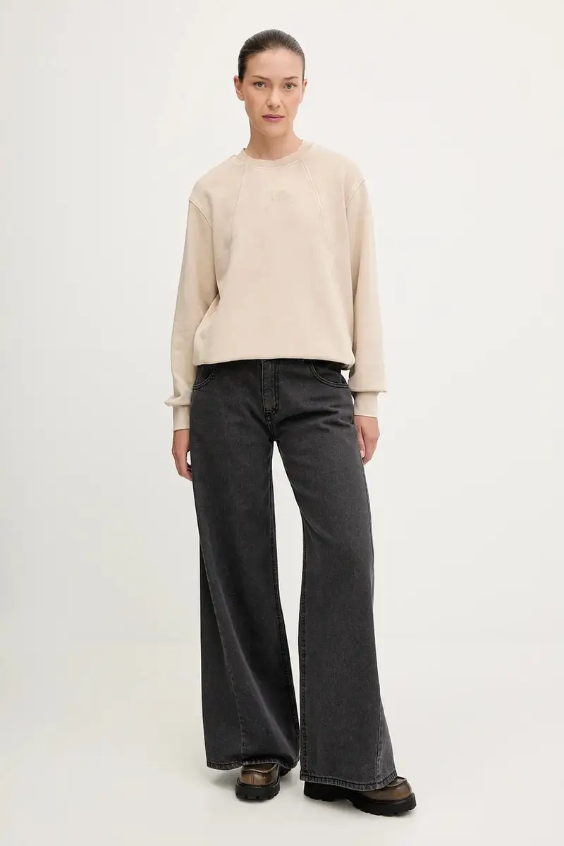 felpa in cotone donna colore beige D27173.D969 miniatura 2