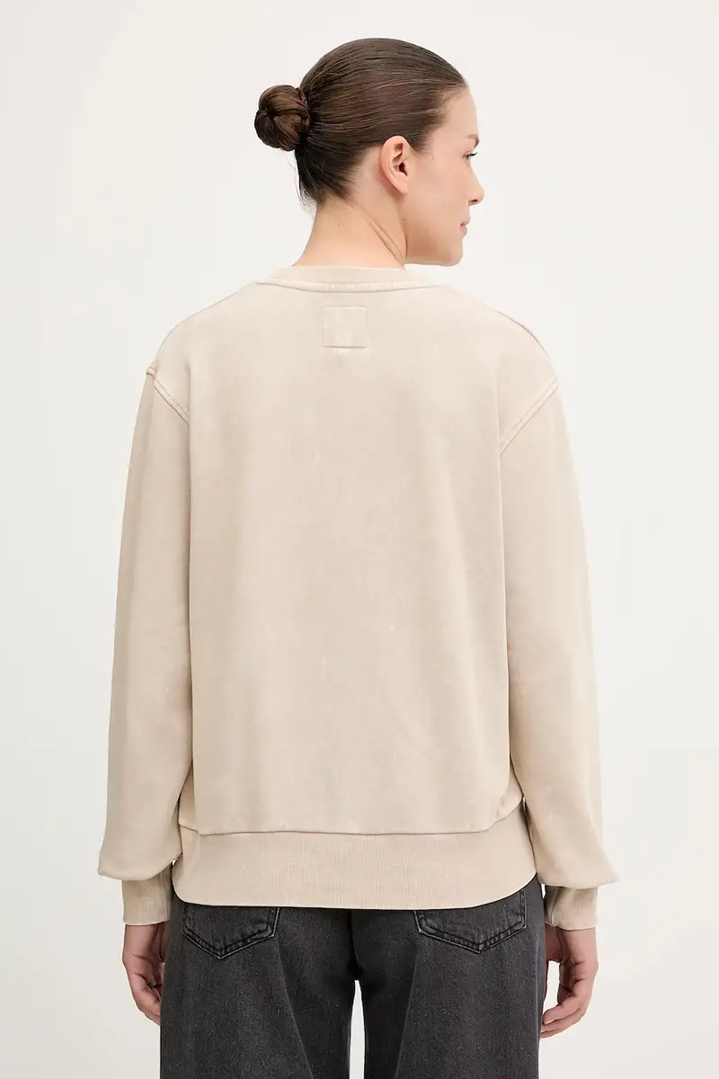 felpa in cotone donna colore beige D27173.D969 miniatura 3