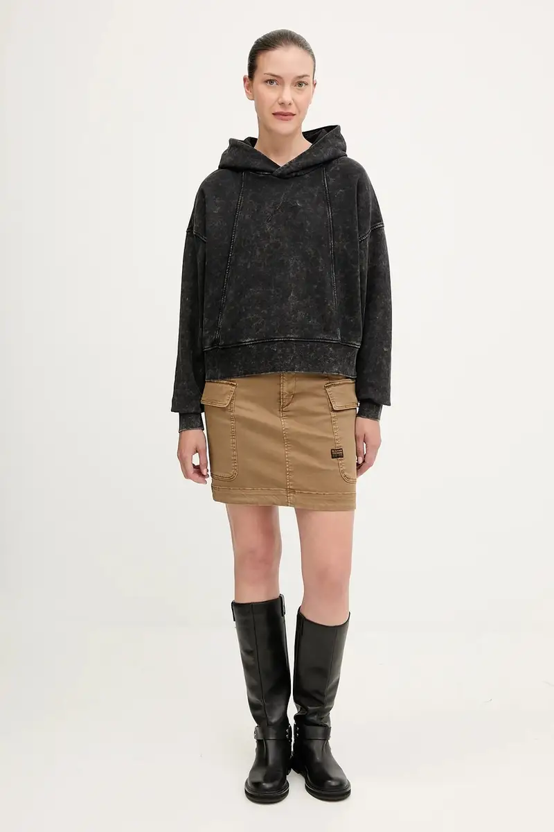 felpa in cotone donna colore nero con cappuccio D27726.D969 miniatura 2